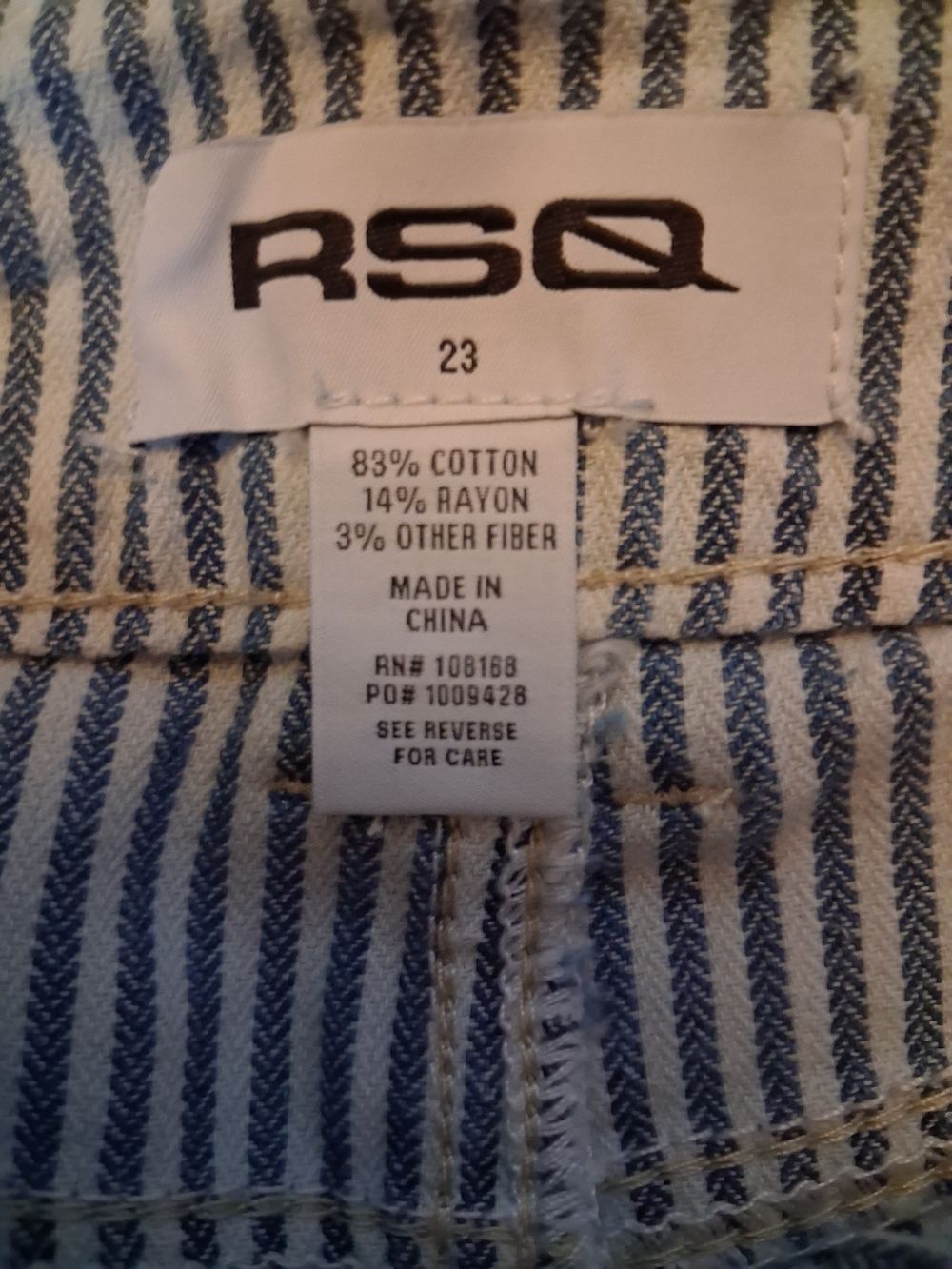 RSQ Women’s Blue Striped Jeans Short Size 23 NEW
